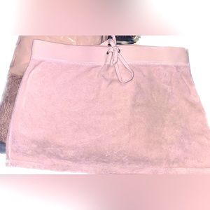 Juicy Light Pink Low Rise Drawstring Velour Mini Sweat Skirt
